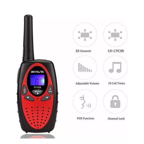 Retevis RT628 Kids Walkie Talkies 2 Pack Red NEW - Picture 2 of 7